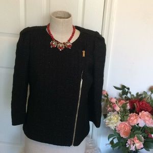Ann Taylor Black Jacket with Gold Zipper